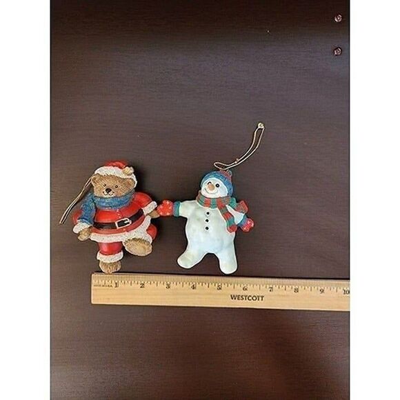 Vintage Snowman and Santa Bear Christmas Ornaments - Picture 3 of 11